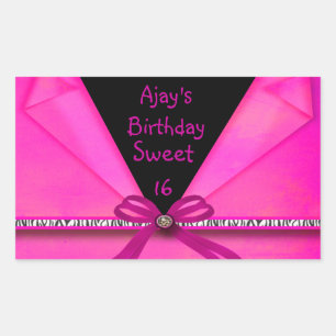 Animal Print Hot Pink & Black Folded Sweet 16 CS Sticker