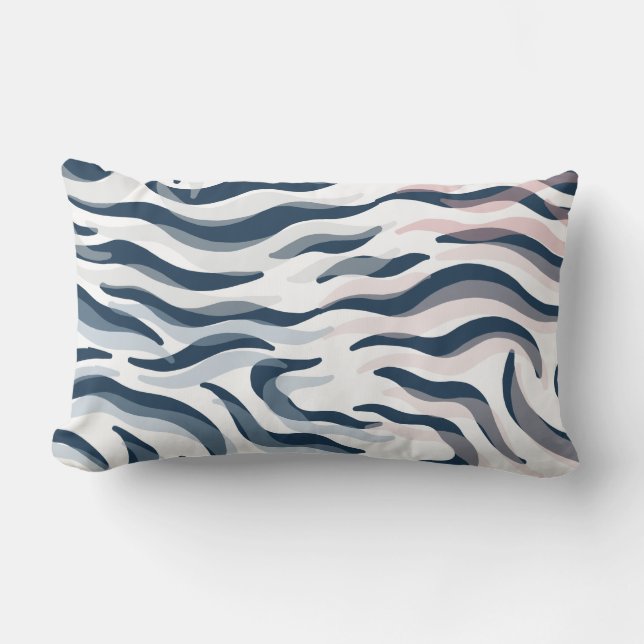 Animal print in navy and watercolor lumbar pillow (Front)