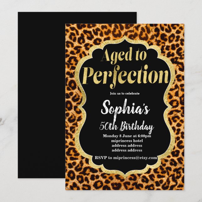 Animal print Leopard aged to perfection Invitation (Front/Back)