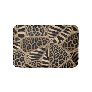 Animal Print - Leopard and Zebra - pastel gold Bath Mat
