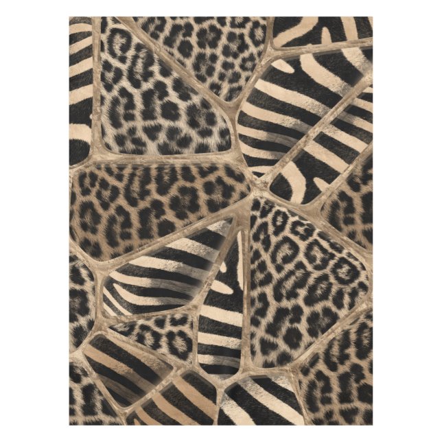Animal Print - Leopard and Zebra - pastel gold Tablecloth (Front)