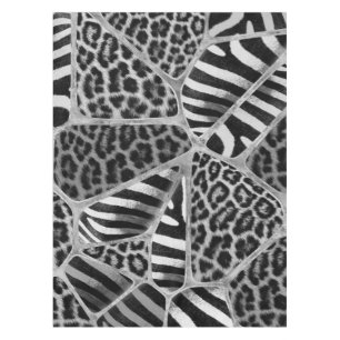 Animal Print - Leopard and Zebra - silver Tablecloth