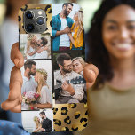 Animal Print Leopard Black Gold 5 Photo Collage iPhone 11 Pro Max Case<br><div class="desc">Glam iphone case to customize with 5 of your favourite photos. The design features a picture montage set on an animal print background with cheetah spots in black and gold. The photo template is set up to create a photo collage, displaying your pictures in landscape and portrait formats. Designed for...</div>