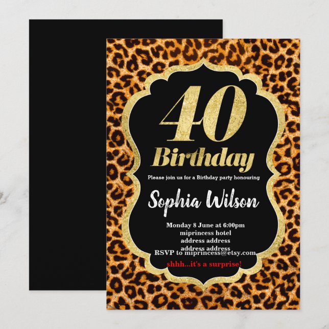 Animal print Leopard invitation (Front/Back)