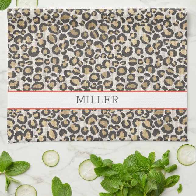 Animal Print Leopard Name Chic Home Decor Kitchen Towel (Folded)