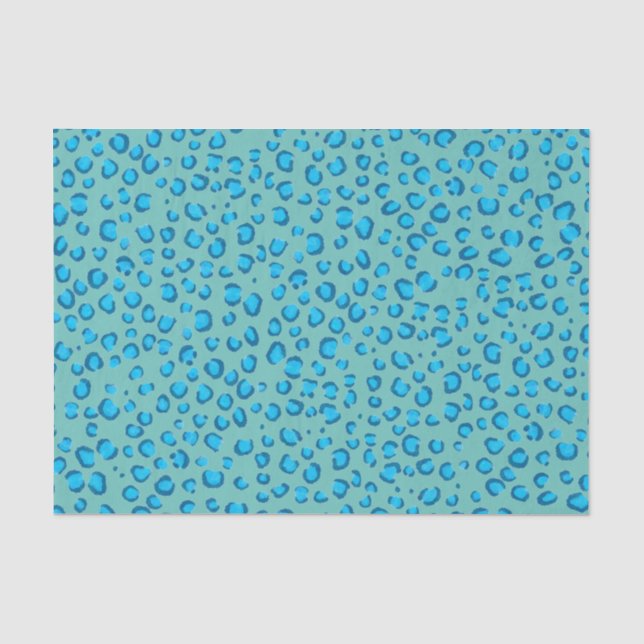 Animal Print Leopard Pattern Blue Gift Tissue Paper (Front)