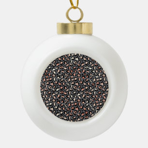 Animal Print Leopard Spots Black Pink Wild Animals Ceramic Ball Christmas Ornament