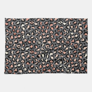 Animal Print Leopard Spots Black Pink Wild Animals Kitchen Towel