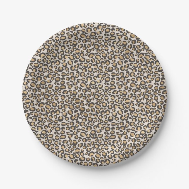 Animal Print Leopard Spots Nuetrals Chic Party Paper Plate (Front)