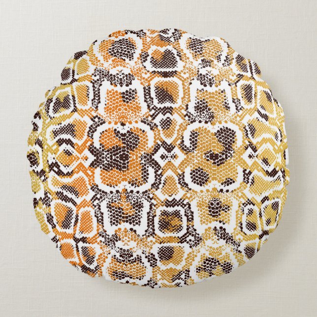 Animal print, leopard texture background, snake pa round pillow (Front)