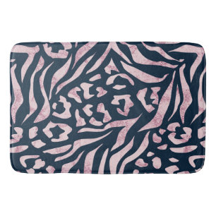 Animal print, leopard, tiger, blue, pink, skin, bath mat