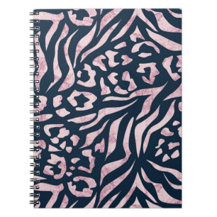 Animal print, leopard, tiger, blue, pink, skin, notebook