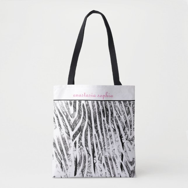 Animal Print Monogrammed Tote Bag (Front)