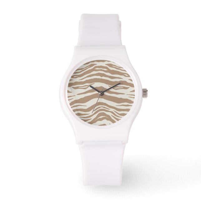ANIMAL PRINT NEUTRAL ZEBRA CUSTOM WHITE WATCH (Front)
