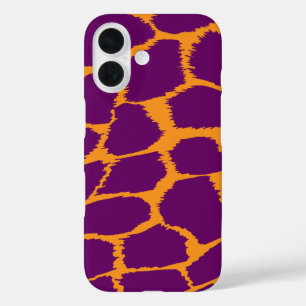 Animal print orange purple bright graphic iPhone 16 case