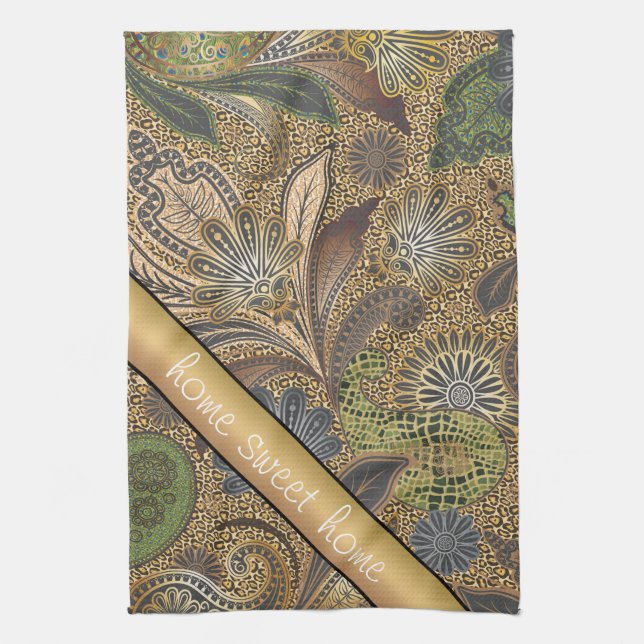 Animal Print Paisley Pattern Kitchen Towel (Vertical)