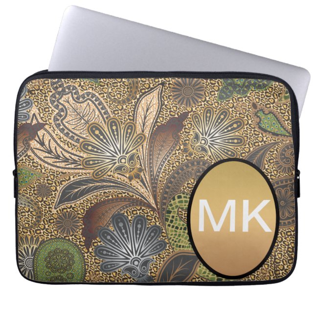 Animal Print Paisley Pattern Laptop Sleeve (Front)