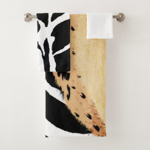 Animal print pattern bath towel set