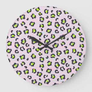 Animal print pattern large clock