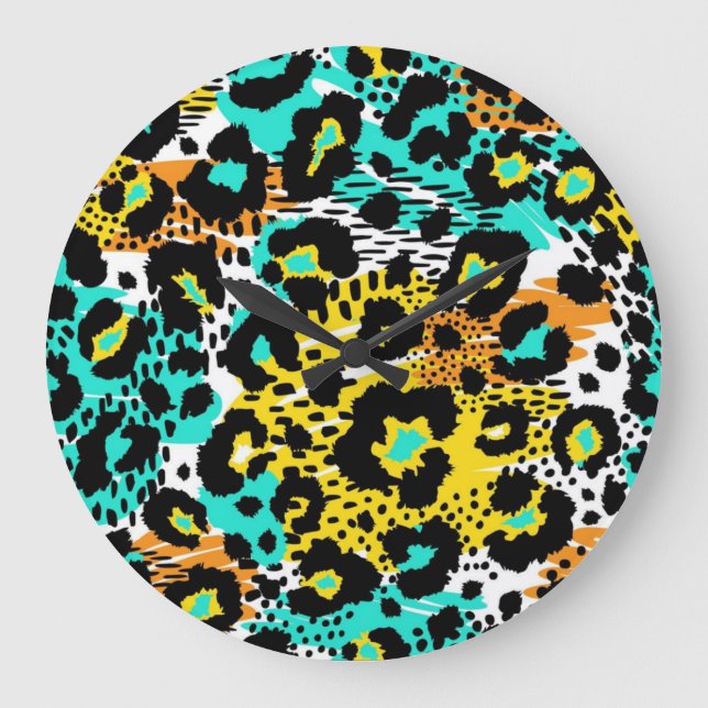Animal print pattern large clock (Front)