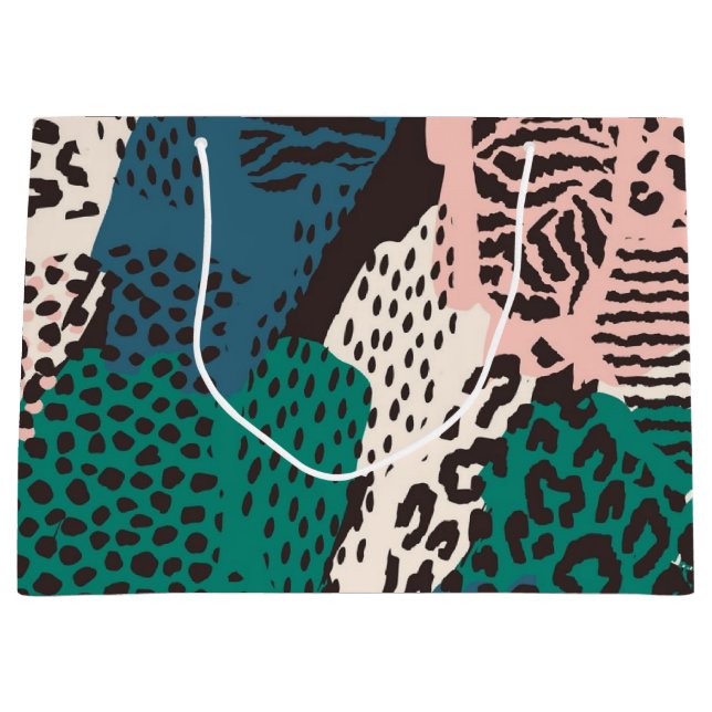Animal print pattern large gift bag (Front)