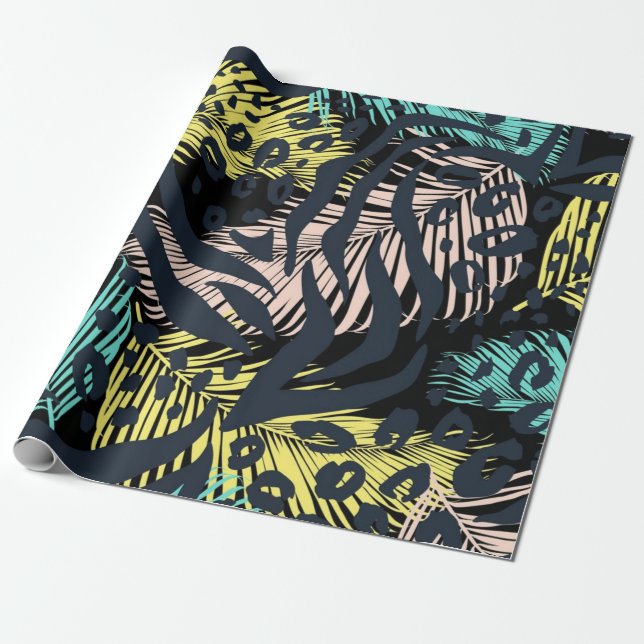 Animal print pattern wrapping paper (Unrolled)