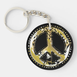 Animal Print Peace sign I + your backgr. & ideas Keychain