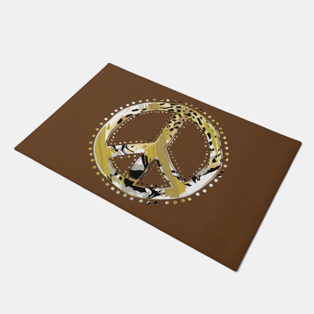 Animal Print PEACE + your backgr. & ideas Doormat (Angled)