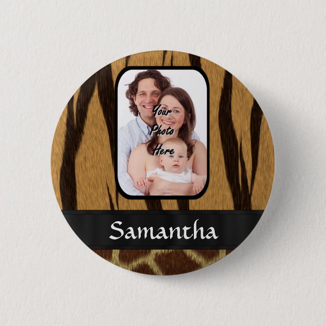 Animal print photo background 2 inch round button (Front)