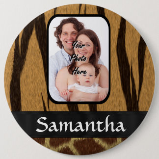Animal print photo background 6 inch round button