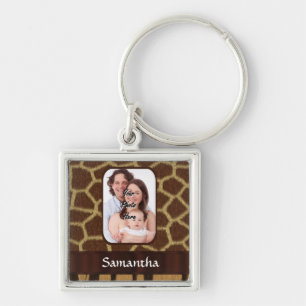 Animal print photo background keychain