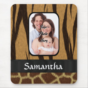 Animal print photo background mouse pad