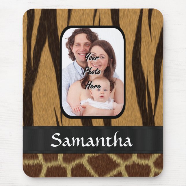 Animal print photo background mouse pad (Front)