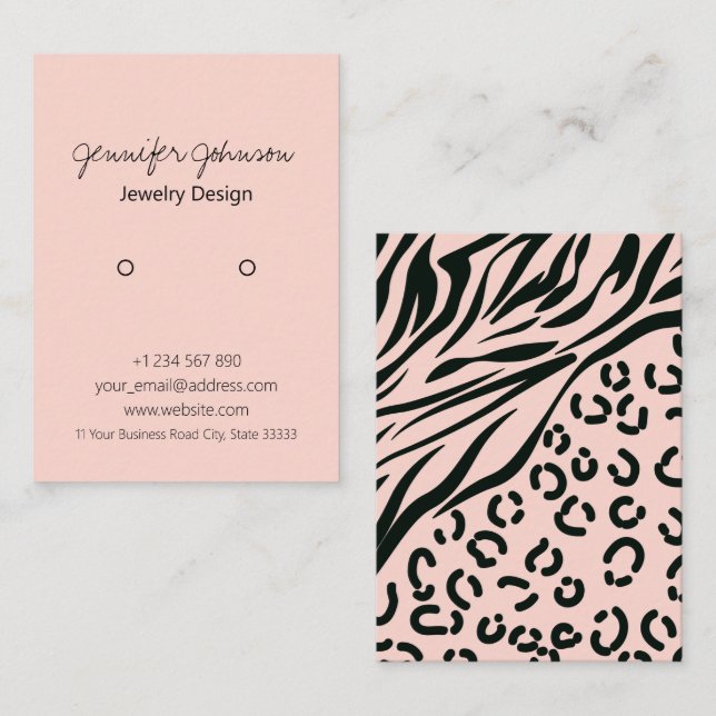 Animal Print Pink Earring Holder Display Card (Front/Back)