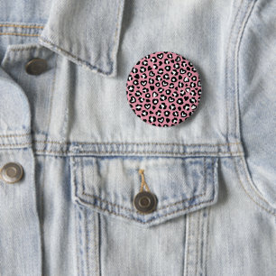 Animal Print, Pink Leopard, Cheetah Spots, Hearts 2 Inch Round Button