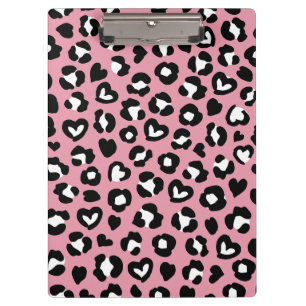 Animal Print, Pink Leopard, Cheetah Spots, Hearts Clipboard