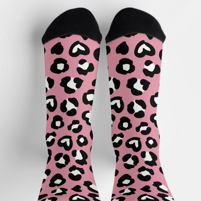 Animal Print, Pink Leopard, Cheetah Spots, Hearts Socks (Top)