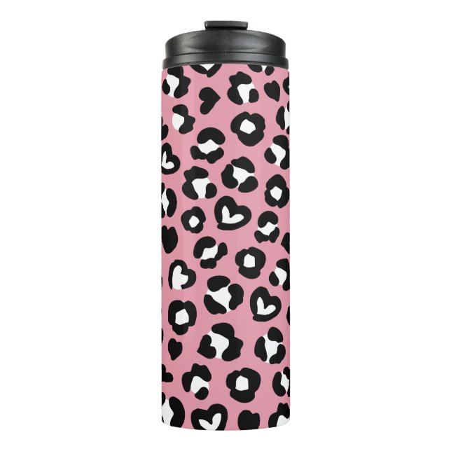 Animal Print, Pink Leopard, Cheetah Spots, Hearts Thermal Tumbler (Front)