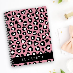 Animal Print, Pink Leopard, Hearts, Your Name Planner