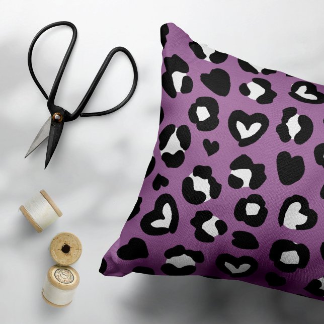 Animal Print, Purple Leopard, Cheetah Spots, Heart Accent Pillow (Creator Uploaded)