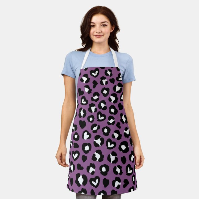 Animal Print, Purple Leopard, Cheetah Spots, Heart Apron (Worn)