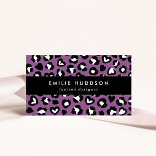 Animal Print, Purple Leopard, Cheetah Spots, Heart Business Card