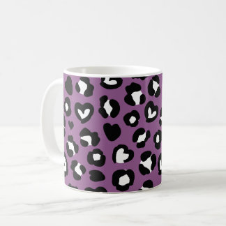 Animal Print, Purple Leopard, Cheetah Spots, Heart Coffee Mug