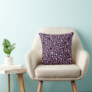 Animal Print, Purple Leopard, Cheetah Spots, Heart Throw Pillow