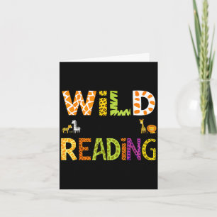 Animal print read a book character kids wild about card