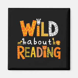 Animal print read a book character kids wild about magnet