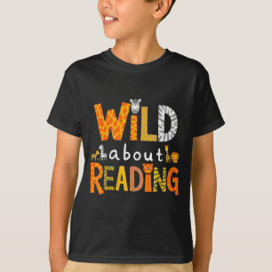 Animal print read a book character kids wild about T-Shirt