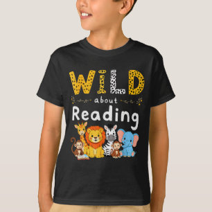 Animal print read a book character kids wild about T-Shirt