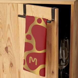 Animal print- red and  giraffe pattern kitchen tow towel