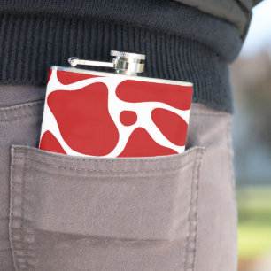 Animal print-red and white giraffe pattern hip flask